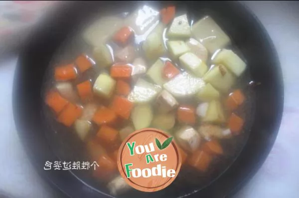 Stewed seasonal vegetables with milk flavor