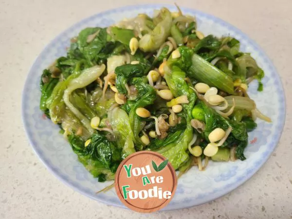 Stir fried soybean sprouts with lettuce