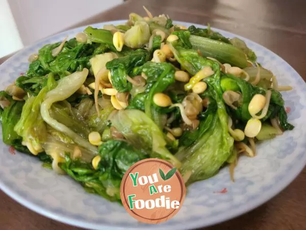 Stir fried soybean sprouts with lettuce