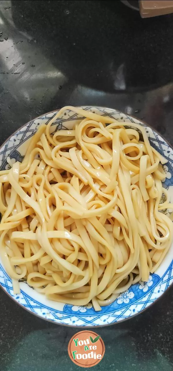 Fried flat noodles with scallion oil