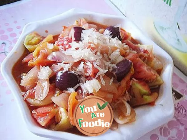 Home-cooked-dish-rich-in-V-C---[fried-tomato-with-onion,-grapefruit]