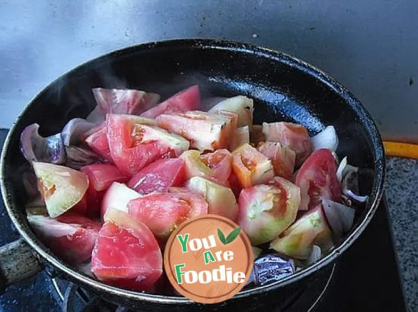 Home cooked dish rich in V-C - [fried tomato with onion, grapefruit]