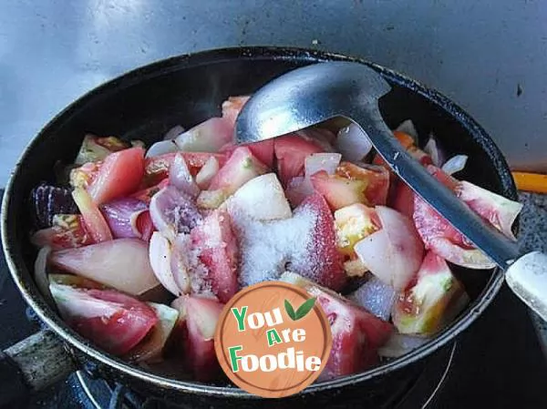 Home cooked dish rich in V-C - [fried tomato with onion, grapefruit]