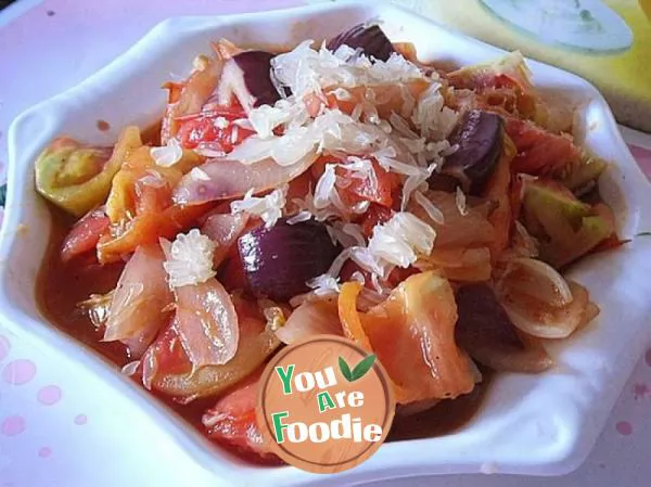 Home cooked dish rich in V-C - [fried tomato with onion, grapefruit]