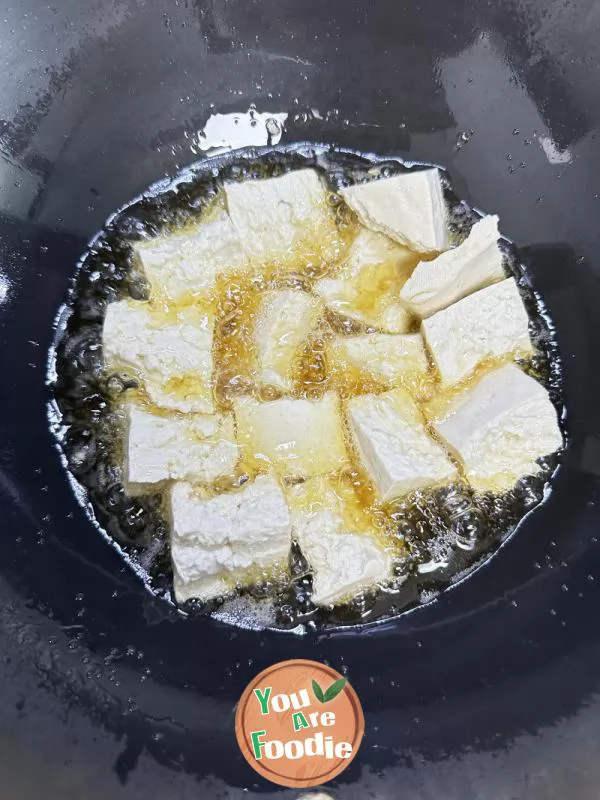 Scallion flavored braised tofu