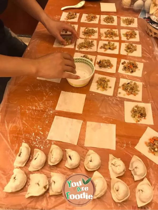 Dumplings with different dishes