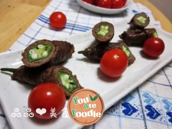 A popular health preserving dish in Japan -- okra beef rolls