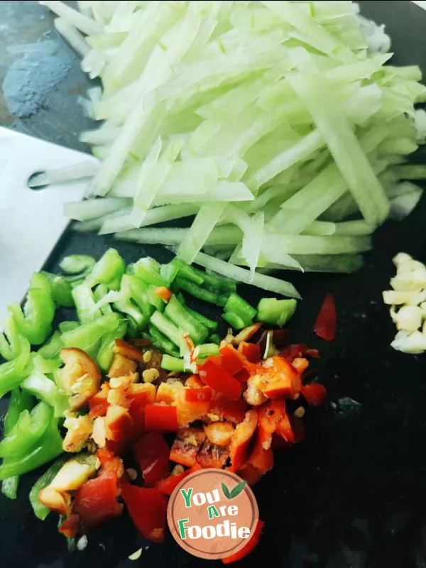 Stir fried winter melon strips