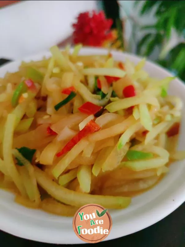 Stir fried winter melon strips