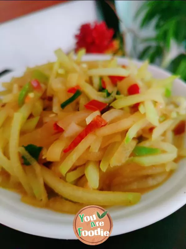 Stir fried winter melon strips