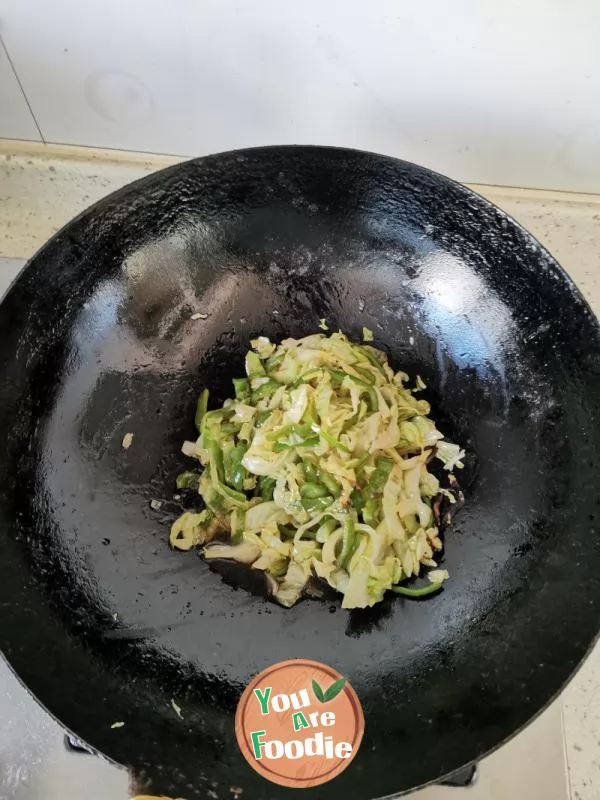 Stir fried Cabbage with Hot Peppers