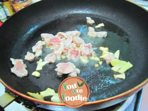 Home cooked dish -- fried meat with celery and dried parsley