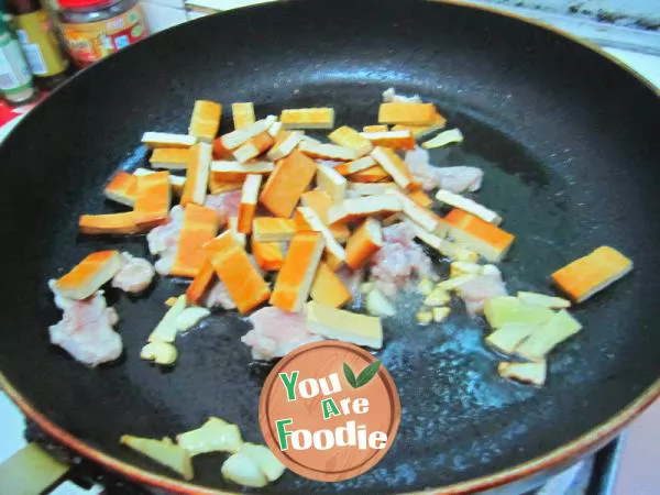 Home cooked dish -- fried meat with celery and dried parsley