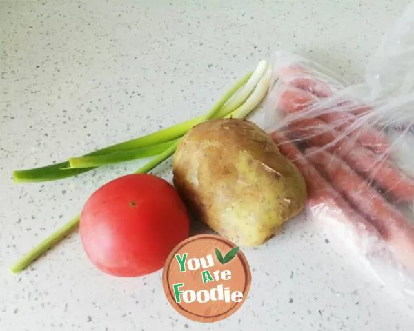 One person's lunch - tomatoes and potatoes with rice