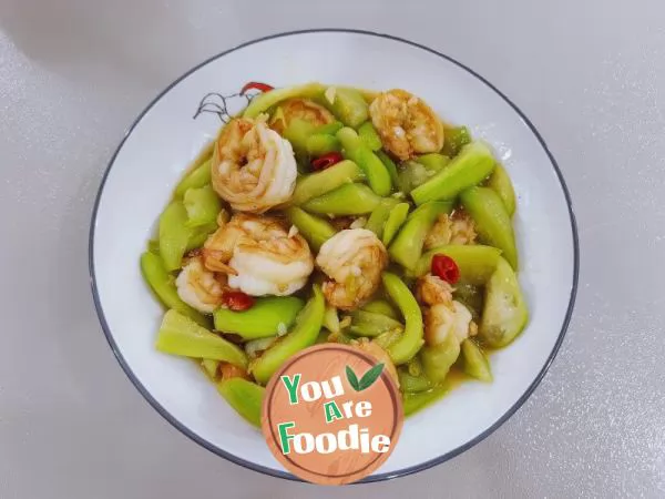 Stir fried Shrimp with Silk Melon