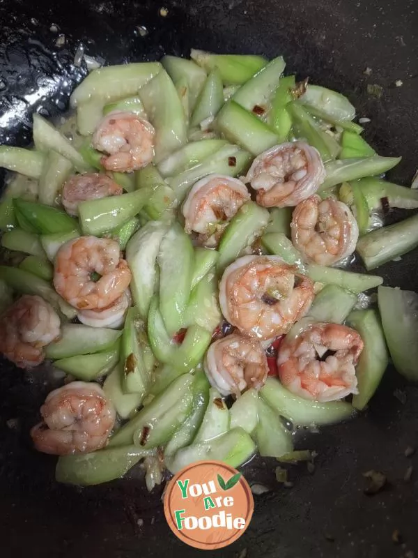 Stir fried Shrimp with Silk Melon