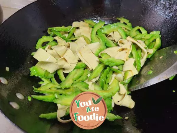 Stir fried Tofu Peel with Bitter Melon