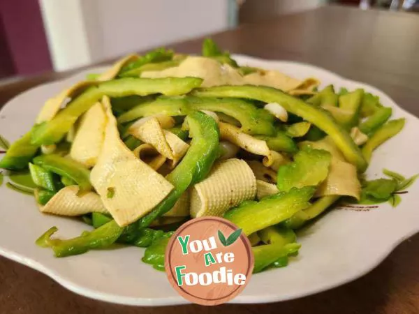 Stir fried Tofu Peel with Bitter Melon