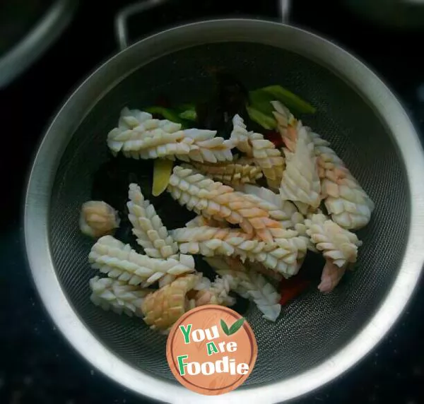 Fried cabbage with fresh squid