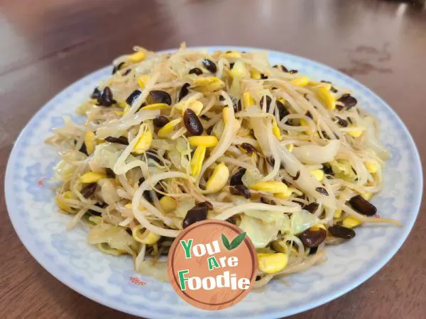 Fried Black Bean Sprouts with Cabbage