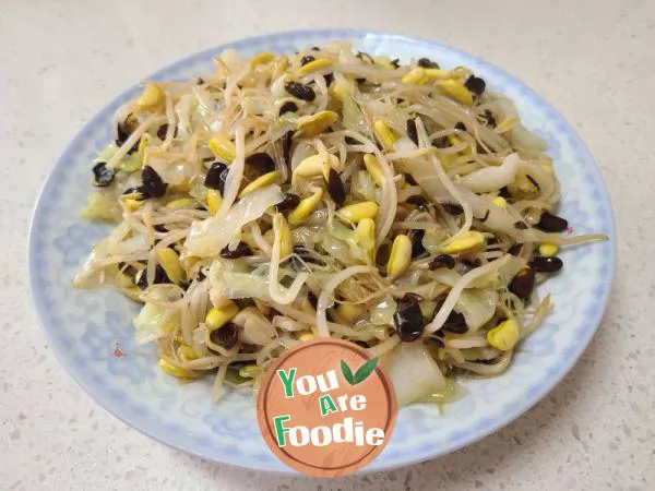 Fried Black Bean Sprouts with Cabbage