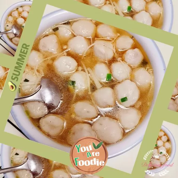 Flammulina velutipes fish ball soup