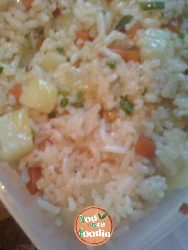 Baked rice with colorful eggs