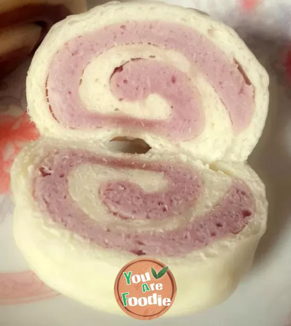 Purple potato double color steamed bread