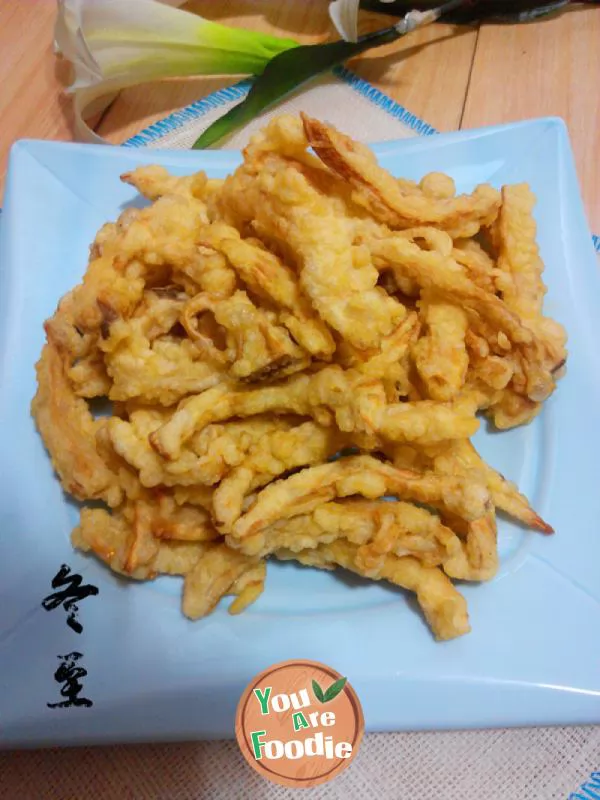 Deep fried Pleurotus eryngii