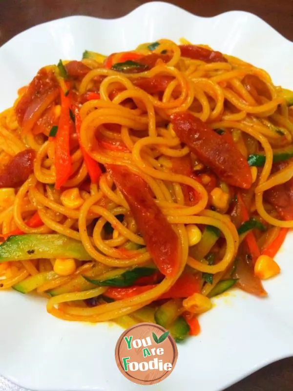 Stir fried spaghetti