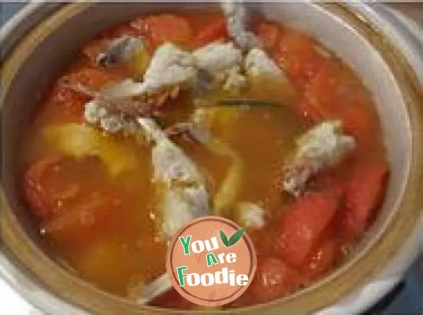 Tomato, swimming crab and tofu in casserole