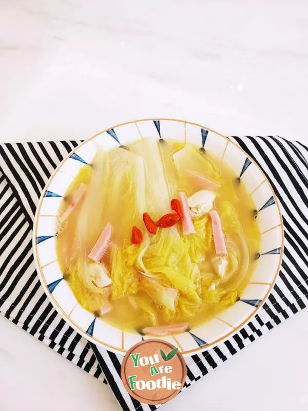 Salted duck egg with Baby Cabbage in Soup