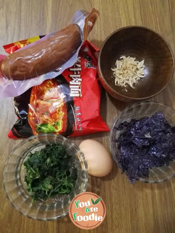 Egg noodles with red sausage