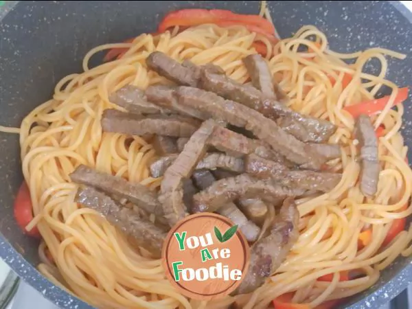 Steak spaghetti