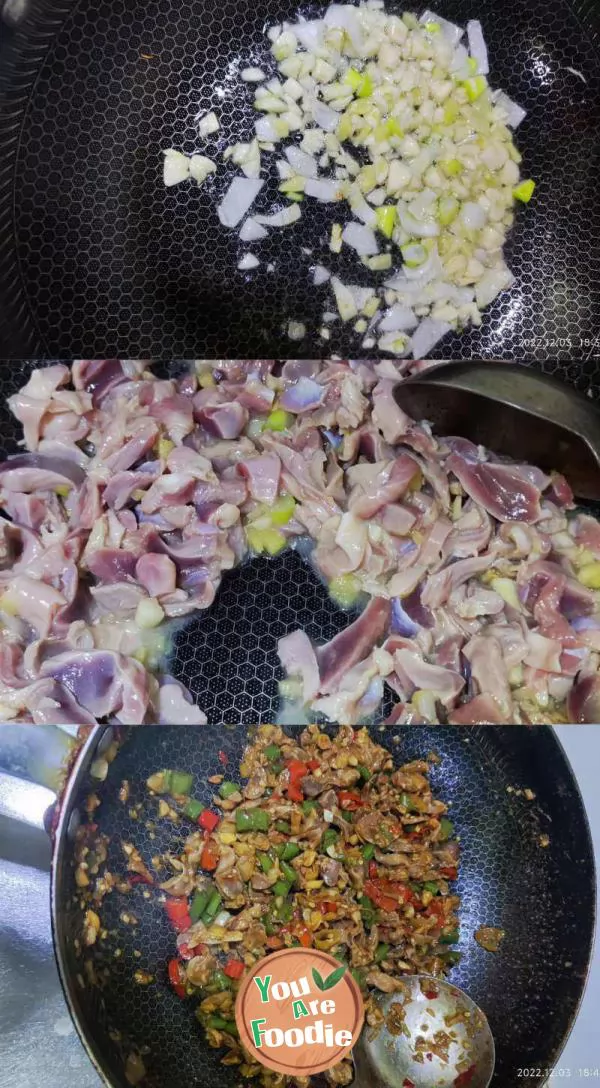 Stir fried chicken gizzards