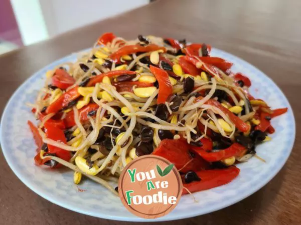 Fried Black Bean Sprouts with Red Pepper