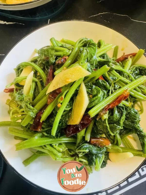 Stir fried pumpkin leaves