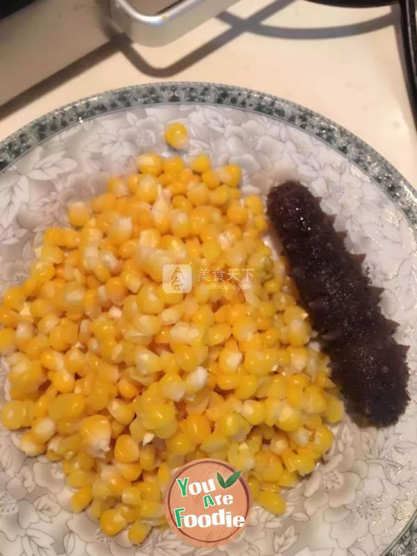 Stir fried sea cucumber with corn kernels