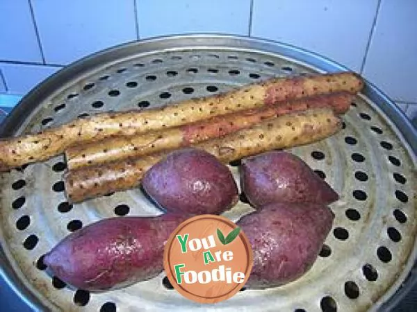 Yam and purple potato rolls