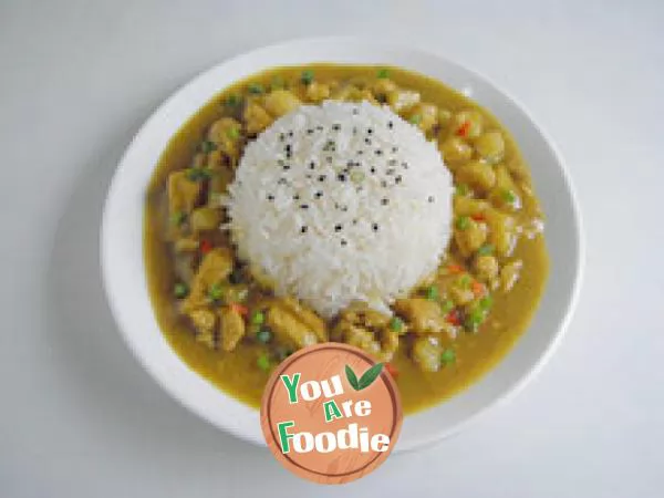 Indian curry diced chicken rice