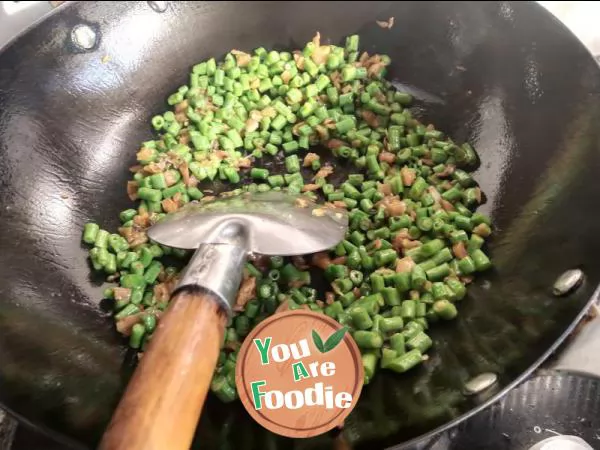 Fried long beans with Grandma's vegetables