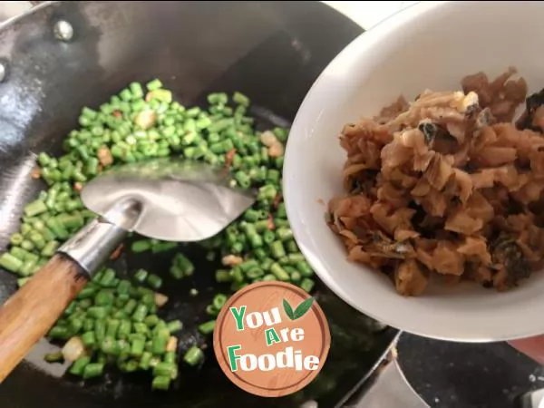 Fried long beans with Grandma's vegetables