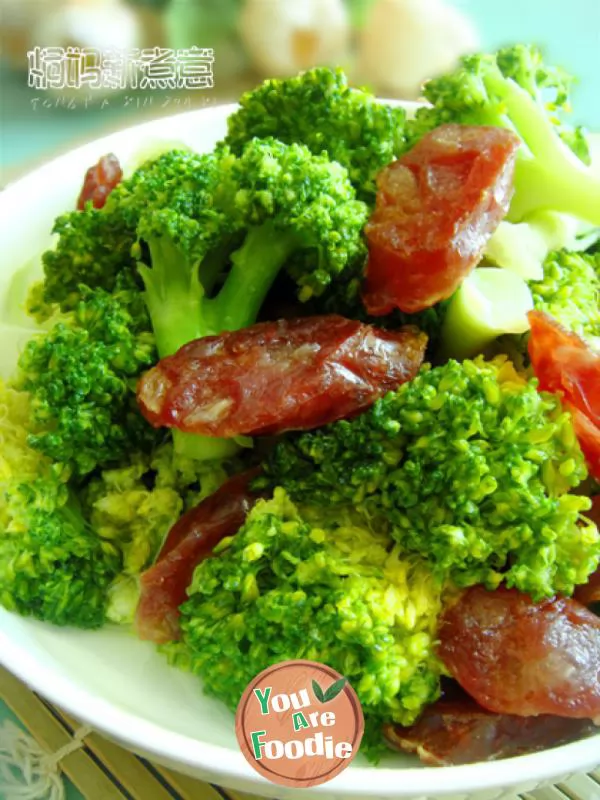 Fried sausage with Broccoli