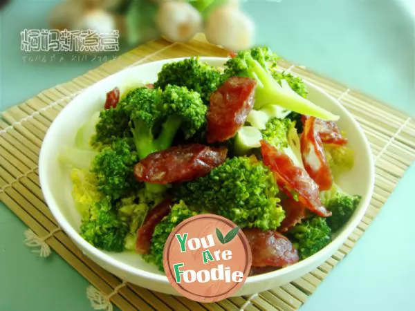 Fried sausage with Broccoli