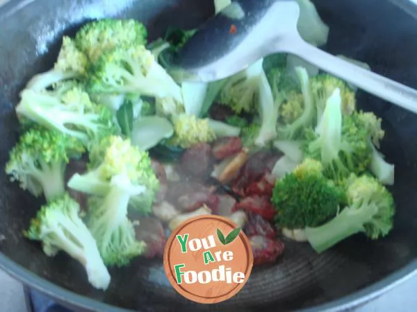 Fried sausage with Broccoli