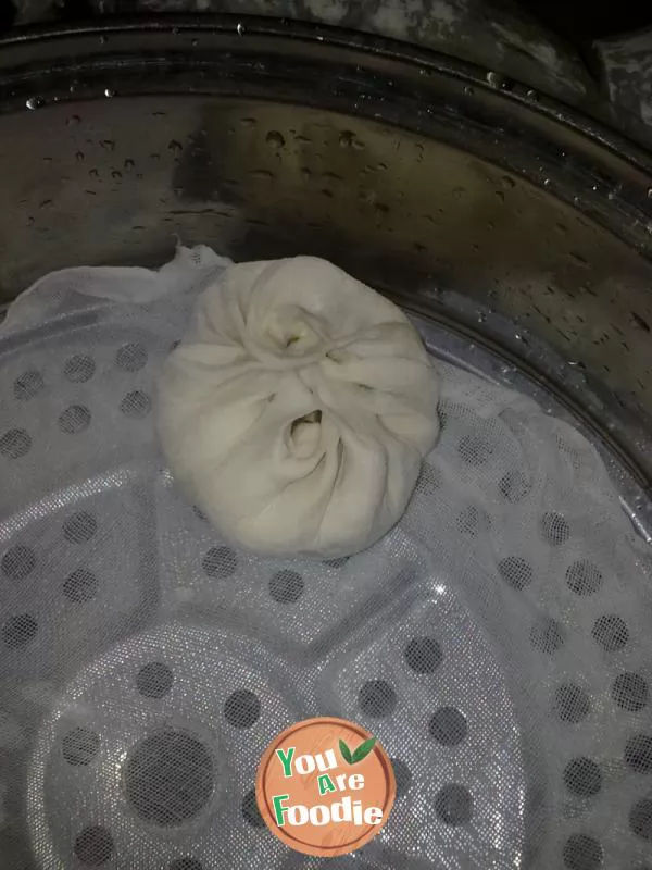 Homemade steamed stuffed bun with leek and meat