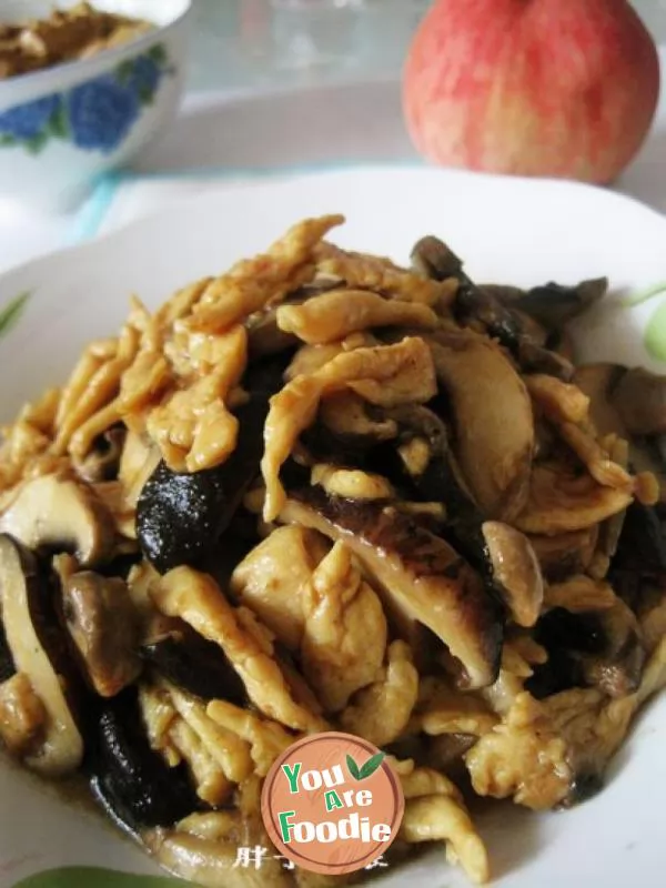 Shredded-chicken-with-mushrooms