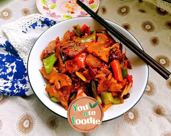 Double cooked pork with pickled pepper and dried bamboo shoots