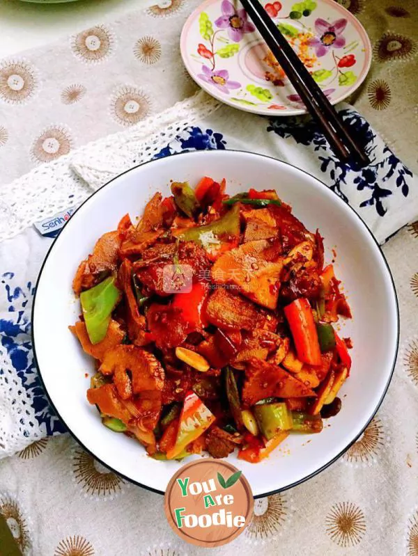 Double cooked pork with pickled pepper and dried bamboo shoots