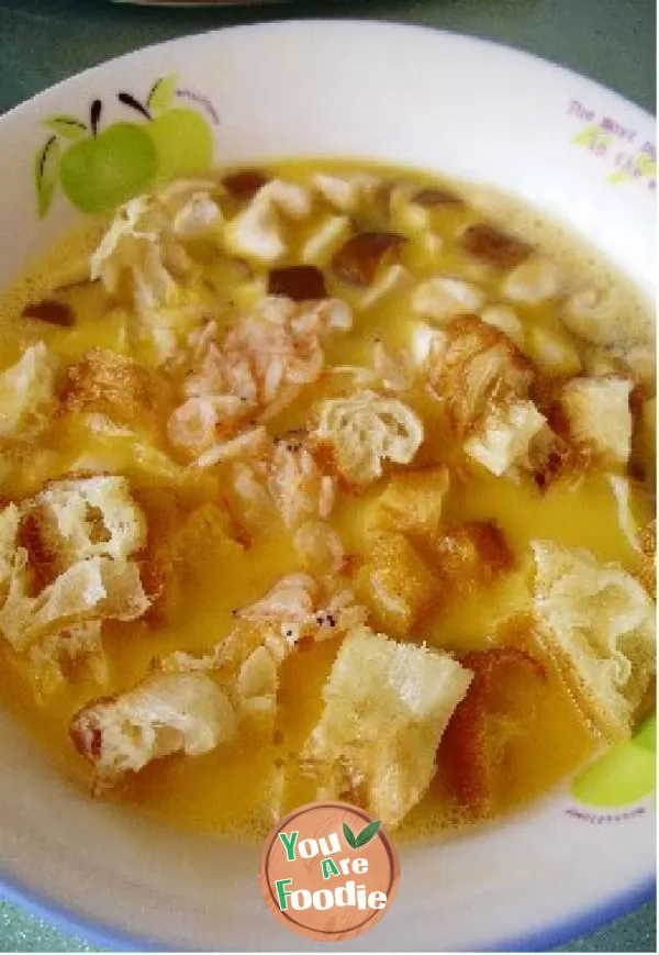 Steamed egg with fried dough sticks